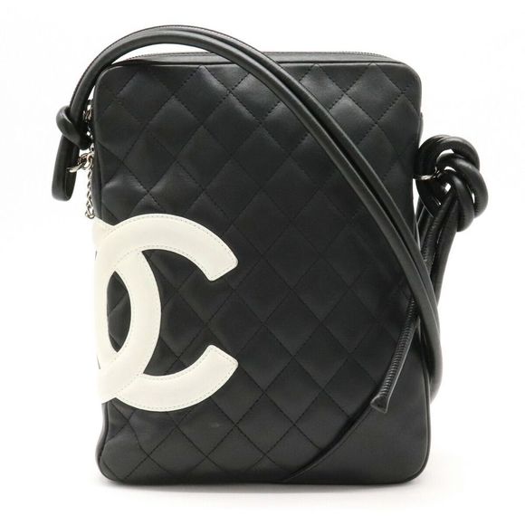 Chanel Cambon Medium Shoulder Bag Diagonal Shoulder Black White - Picture 1 of 8
